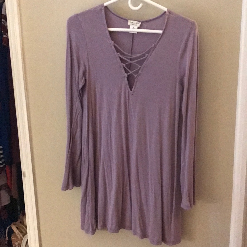Purple Lace Up Dress